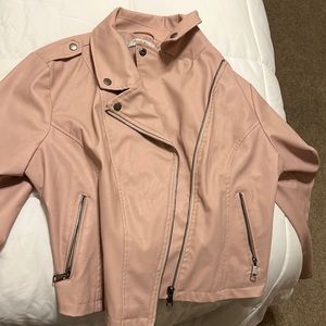 Leather dusty pink jacket